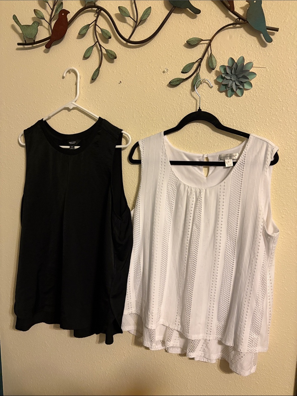 Set of 2 Black Sleeveless Knit Top and white - Classic Layering Tank